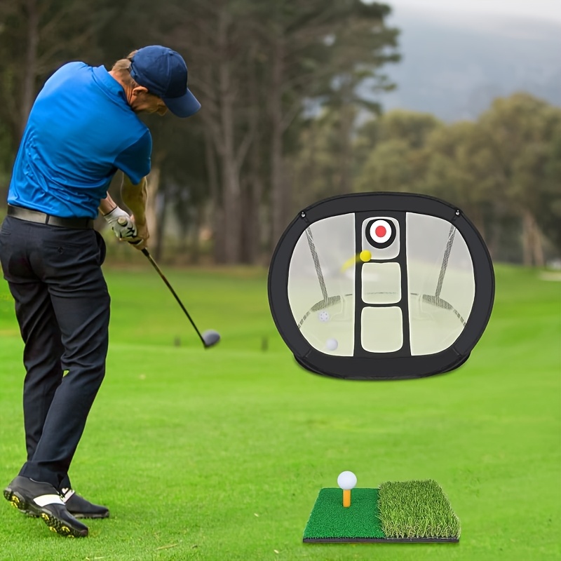 Portable Golf Chipping Net Set with Mini Hitting Mat